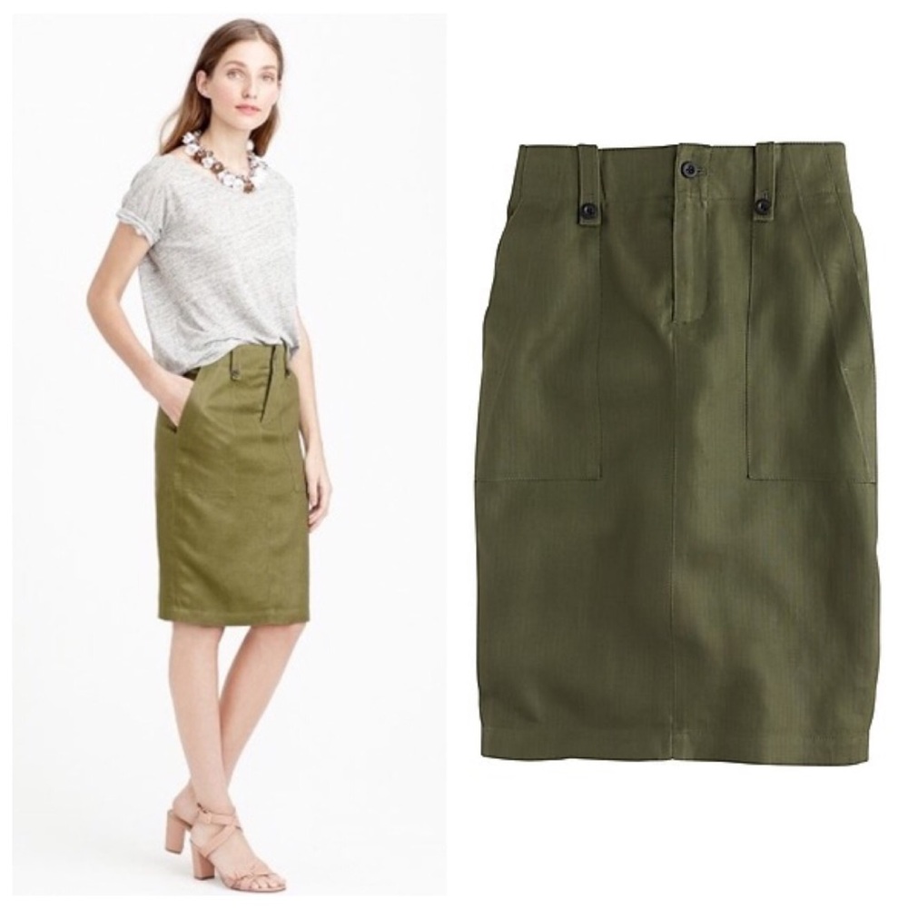 J. Crew Linen Cargo Pencil Skirt